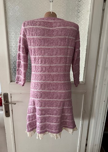 36/38 Dantel Detaylı lila yarım Kollu Triko Elbise - Görsel 7