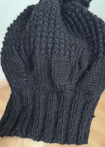 Siyah Örgü Kadın Bere - Görsel 4