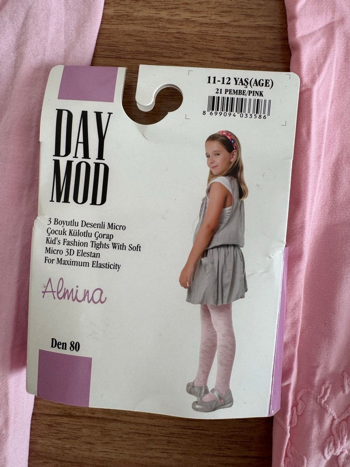 9/12 iki tane Kız Çocuk Pembe Külotlu Çorap Seti - Görsel 5