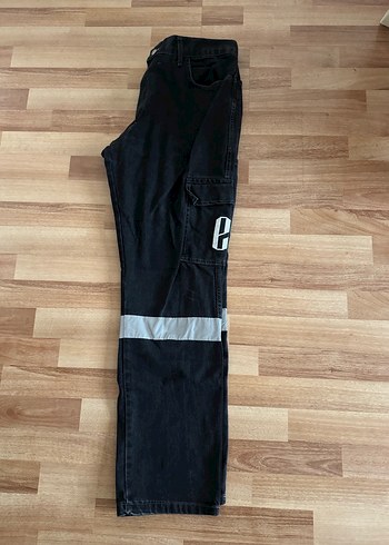 Koyu füme reflektörlü iş pantolonu Bol Kesim Denim Pantolon - Görsel 2