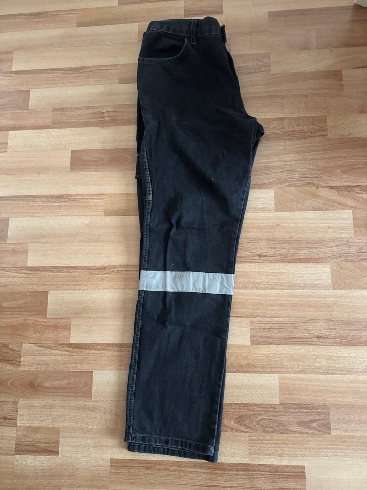 Koyu füme reflektörlü iş pantolonu Bol Kesim Denim Pantolon - Görsel 3