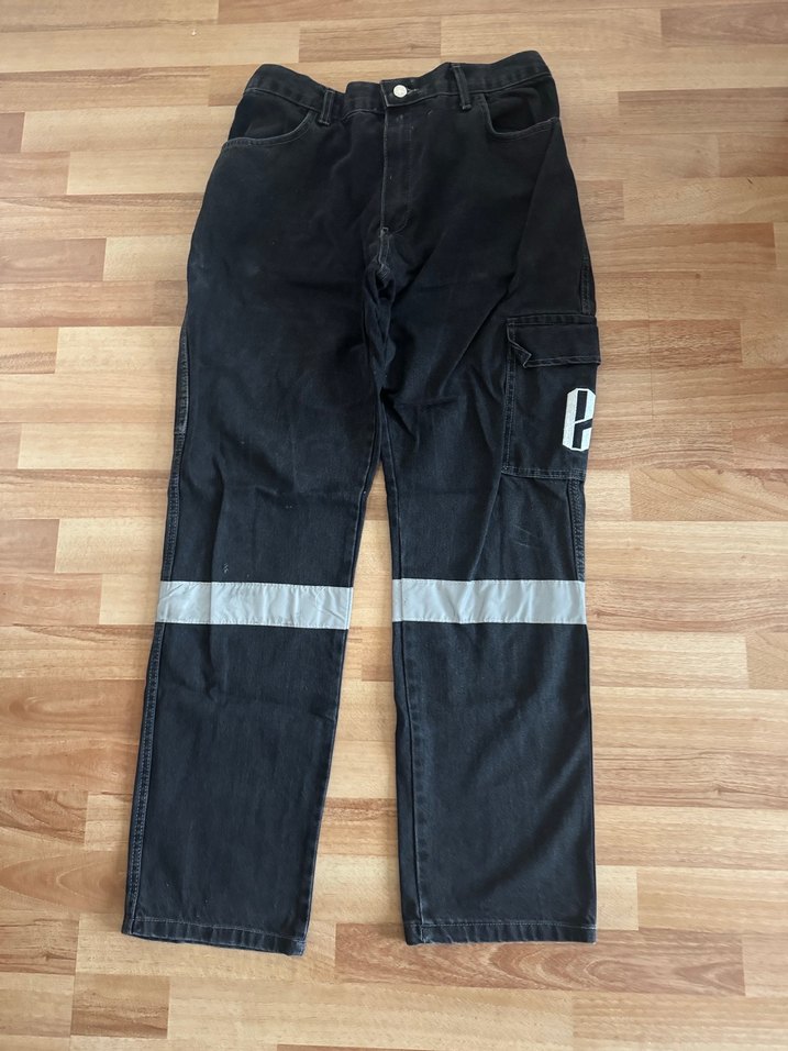 Koyu füme reflektörlü iş pantolonu Bol Kesim Denim Pantolon - Görsel 5