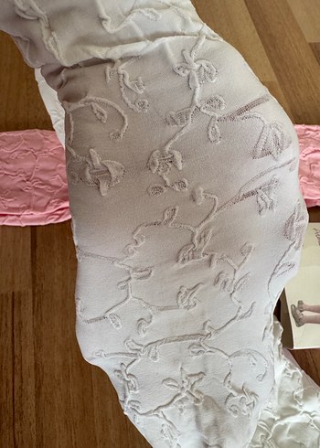 8/10 yaş Beyaz ve pembe 80 den Kız Çocuk Külotlu Çorap - Görsel 3