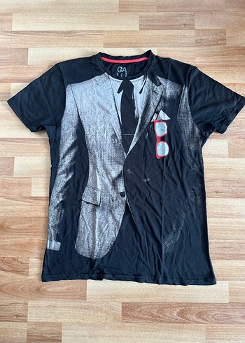 Siyah Desenli Erkek Kısa Kollu Tişört - Görsel 7