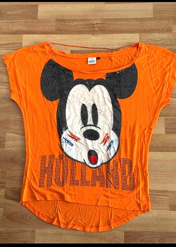 Disney 36/38 Renkli Baskılı Kayık Yaka Kadın Tişört - Görsel 9