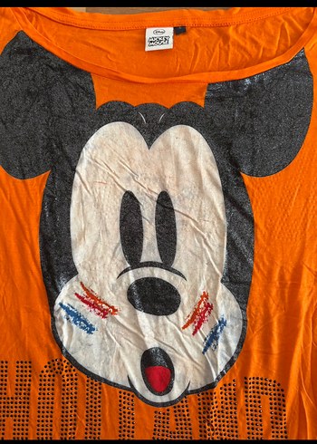 Disney 36/38 Renkli Baskılı Kayık Yaka Kadın Tişört - Görsel 3