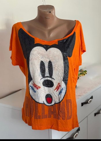 Disney 36/38 Renkli Baskılı Kayık Yaka Kadın Tişört - Görsel 7