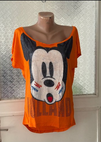 Disney 36/38 Renkli Baskılı Kayık Yaka Kadın Tişört - Görsel 6