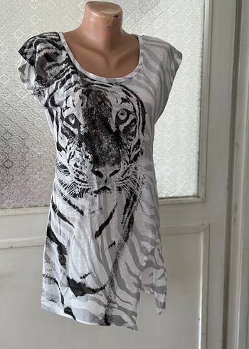 s Beden gri Renk Gri Zebra Desenli üst