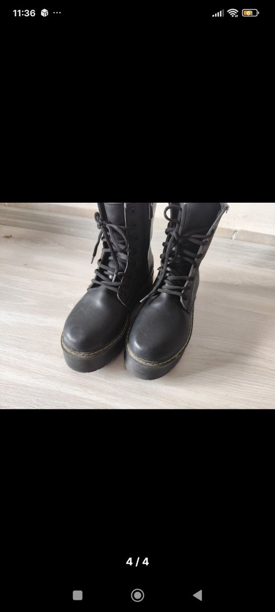 orijinal Siyah Platform Topuklu Gotik Kadın Bot sari dikisli - Görsel 4