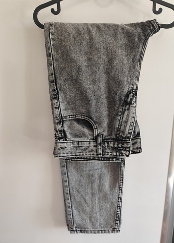 Gri Bol Kesim Midi Denim Kadın Kot Pantolon