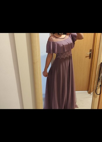 Mor Uzun Bohem Kadın Abiye Elbise - Görsel 2