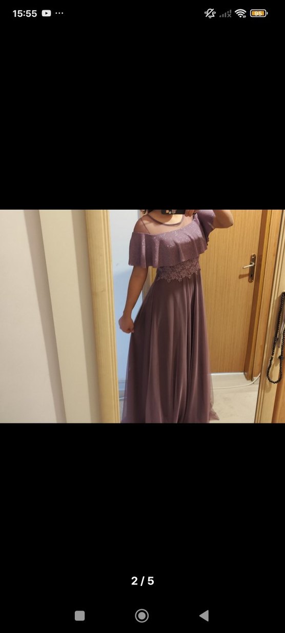 Mor Uzun Bohem Kadın Abiye Elbise - Görsel 2