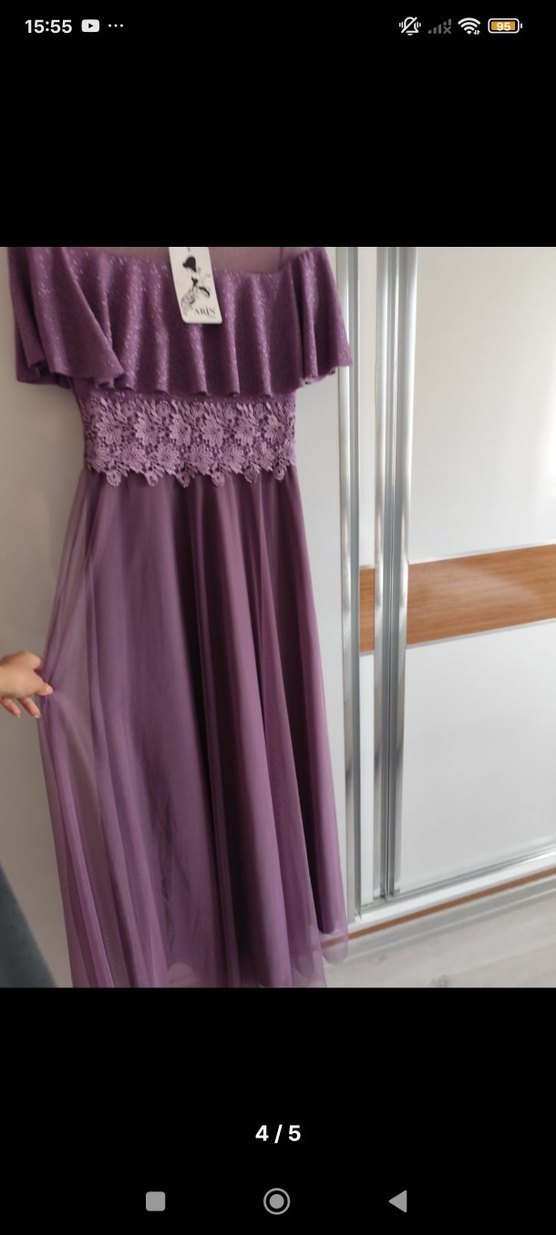 Mor Uzun Bohem Kadın Abiye Elbise - Görsel 4