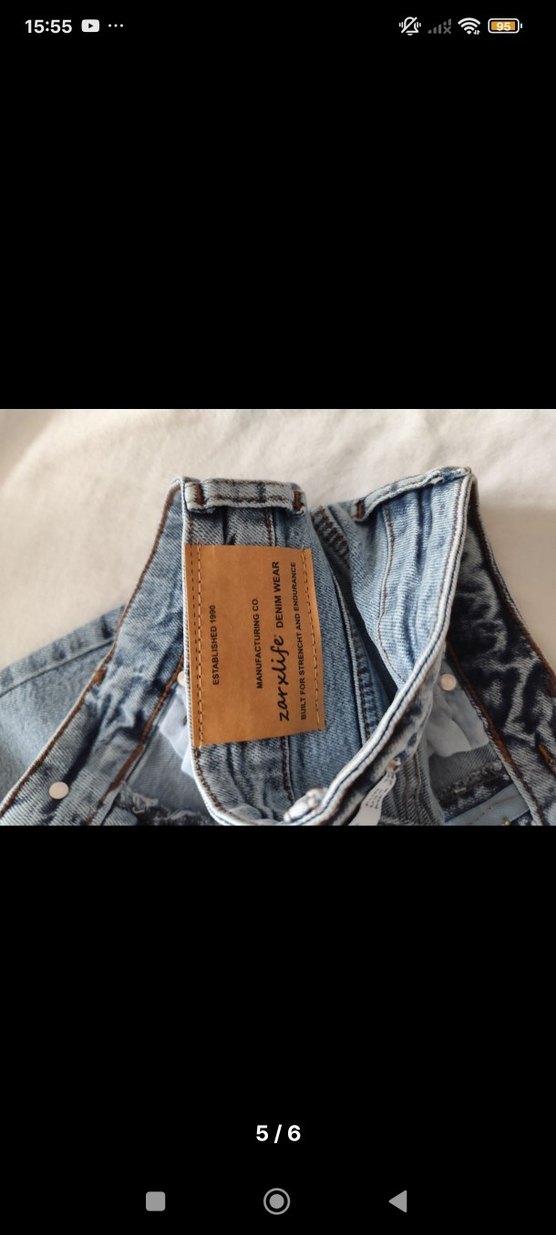 İşlemeli ve Payetli Mavi Kadın Kot Pantolon - Görsel 5