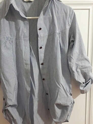 Bayan çizgili gomlek - Görsel 2