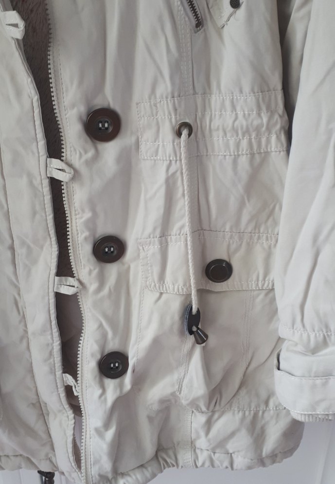 Bej Düğmeli Pamuk Kadın Ceket - Görsel 5