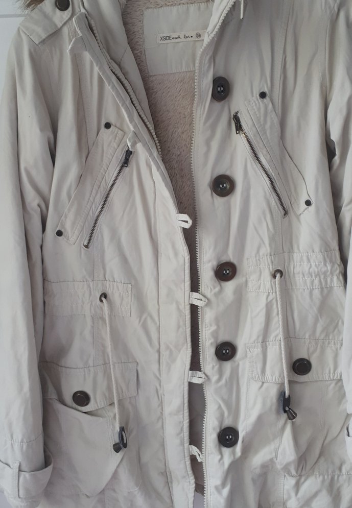 Bej Düğmeli Pamuk Kadın Ceket - Görsel 3