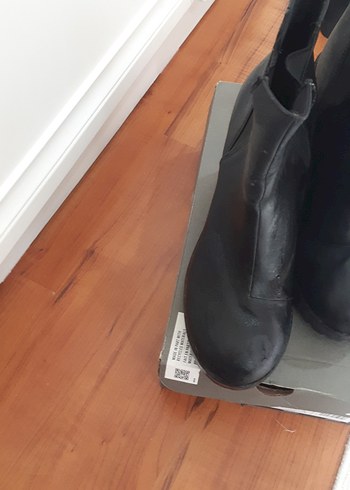 Kadın Siyah Deri Platform Topuklu Bot - Görsel 4