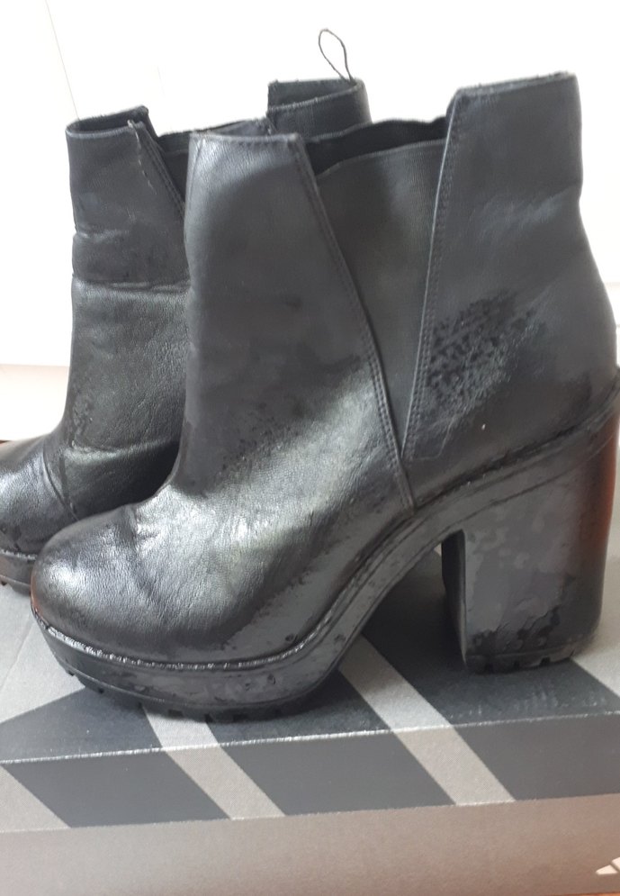 Kadın Siyah Deri Platform Topuklu Bot - Görsel 2