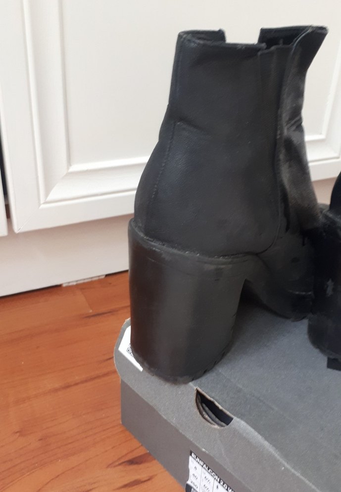 Kadın Siyah Deri Platform Topuklu Bot - Görsel 5
