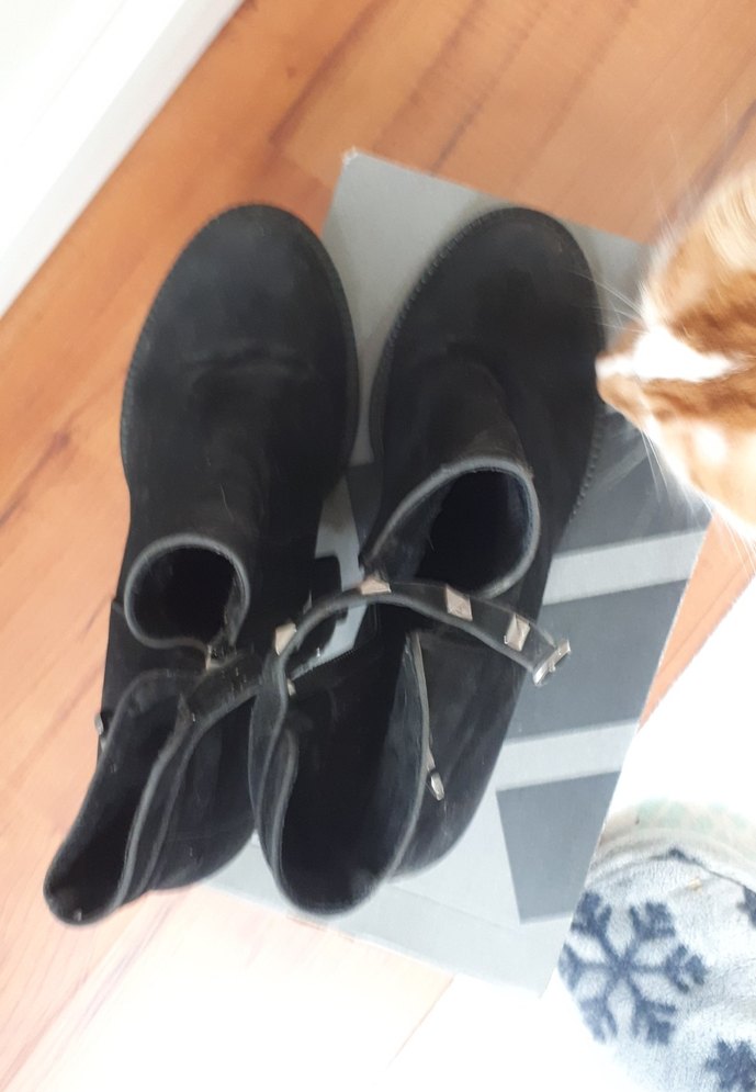 Siyah Süet Tokalı Blok Topuklu Kadın Bot - Görsel 4