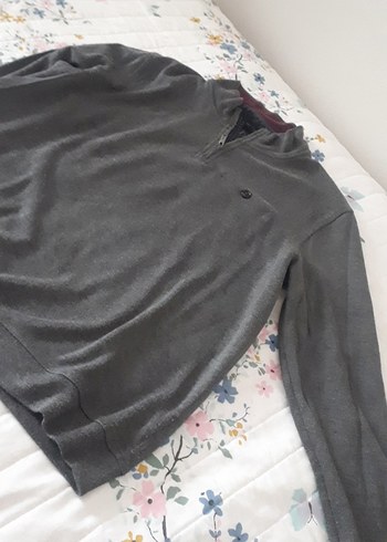 Gri Fermuarlı Erkek Sweatshirt - Görsel 2