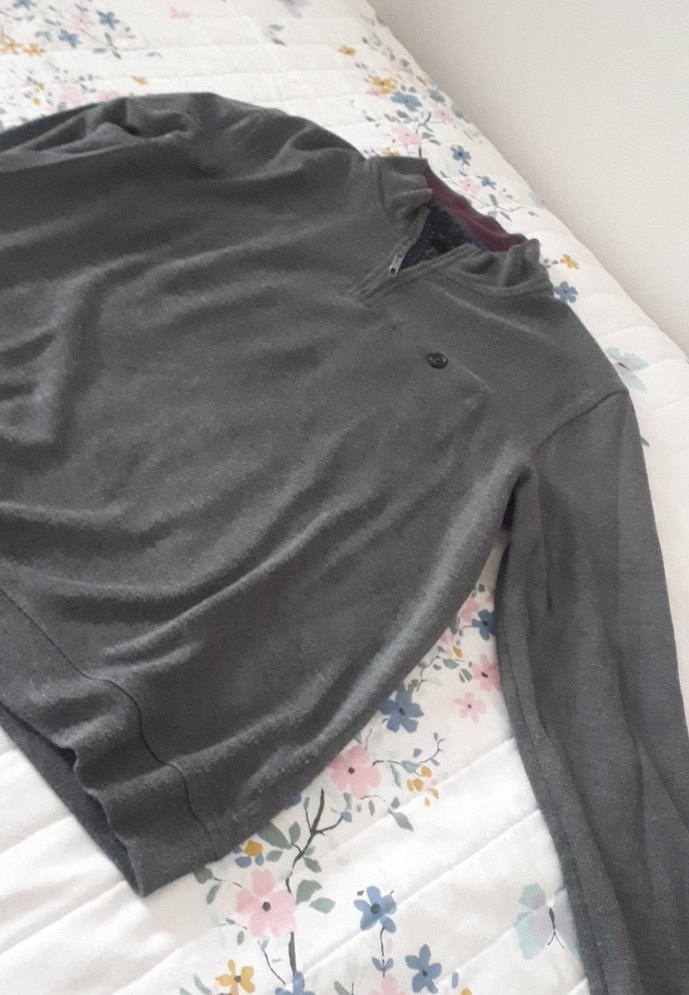 Gri Fermuarlı Erkek Sweatshirt - Görsel 2