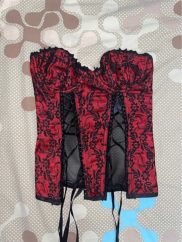 dantel çiçek desenli gotik korse