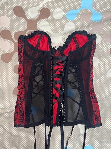 Diğer dantel çiçek desenli gotik korse