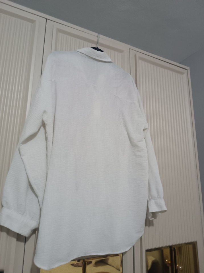 Nakışlı Beyaz Keten Bohem Gömlek - Görsel 2