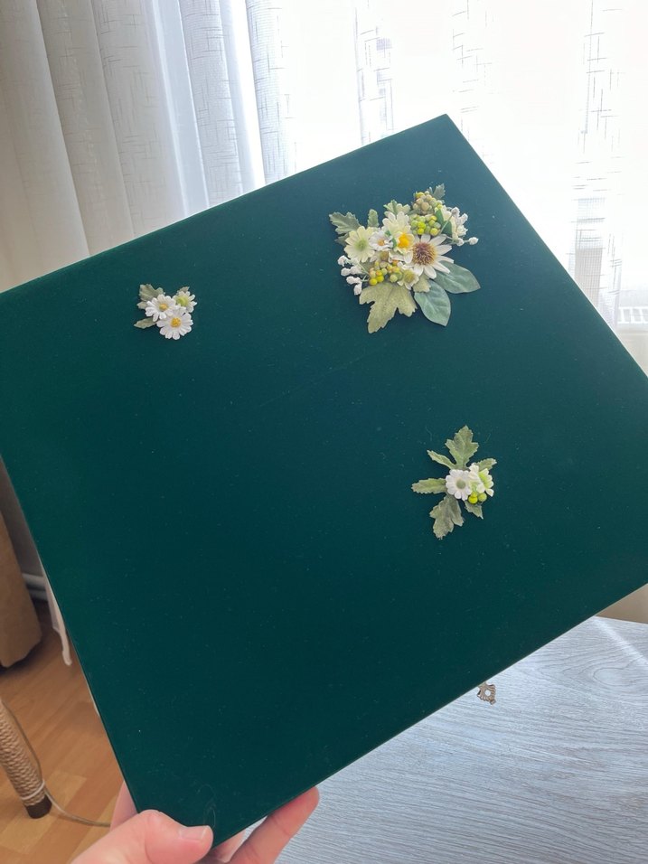 Yeşil Nakışlı Düğmeli Kadın kutu - Görsel 5