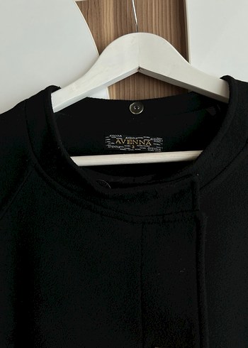 Düğmeli Siyah Uzun Kadın Kaban (42-44 uyumlu) - Görsel 3