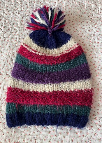 Renkli Bohem Örgü Kadın Bere - Görsel 2