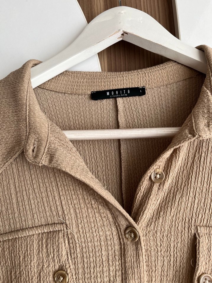 Bej Uzun Kollu Düğmeli Tunik - Görsel 2