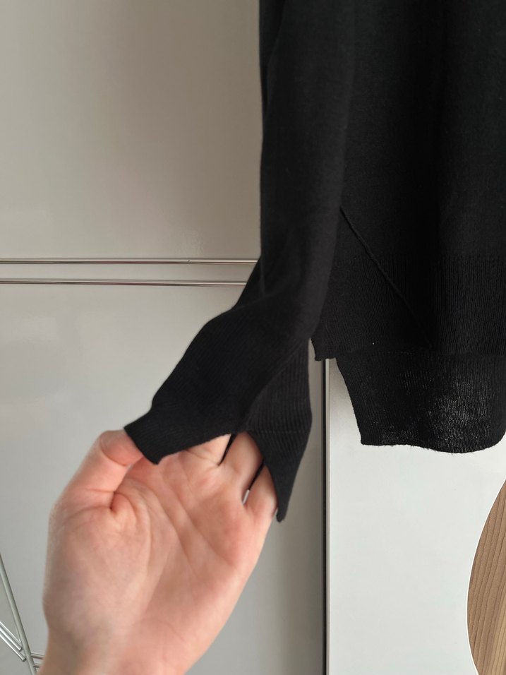 Siyah Uzun Kollu zara marka Kadın Midi Triko - Görsel 3