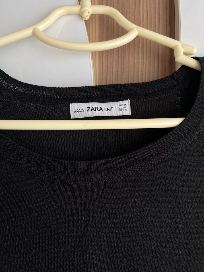 Siyah Uzun Kollu zara marka Kadın Midi Triko - Görsel 4