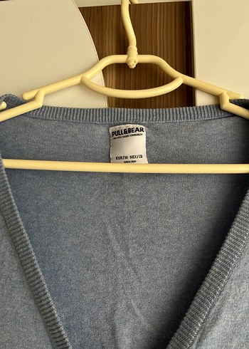 Açık mavi V Yaka Uzun Kollu Kadın Hırka - Görsel 2