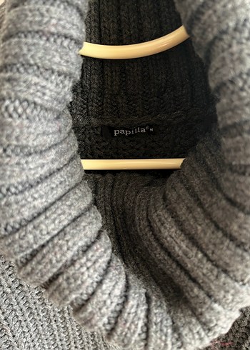 Gri Boğazlı Örgü Kadın Kazak - Görsel 3