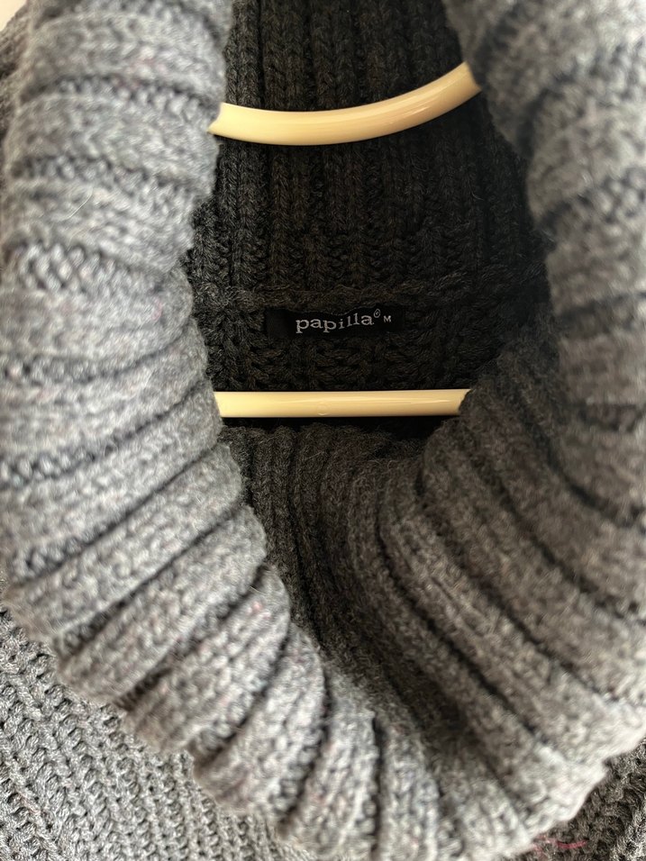 Gri Boğazlı Örgü Kadın Kazak - Görsel 3