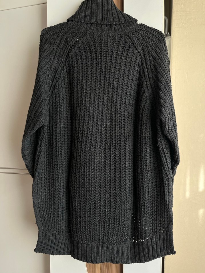 Gri Boğazlı Örgü Kadın Kazak - Görsel 4