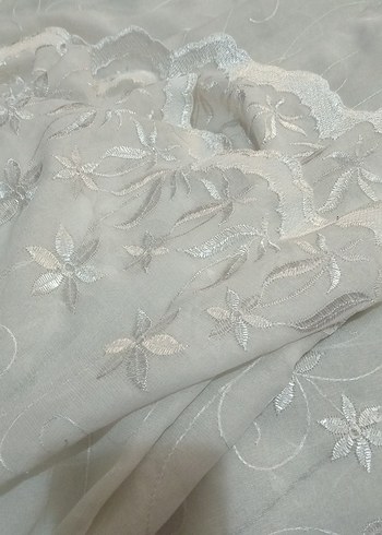 İşlemeli Beyaz Bohem Perde tül perde eni 2 uzunluğu 1.20 - Görsel 2