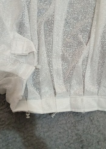 Beyaz Tonlu Beyaz Modern Perde 2 adet var eni 150 uzunluğu 220 - Görsel 2