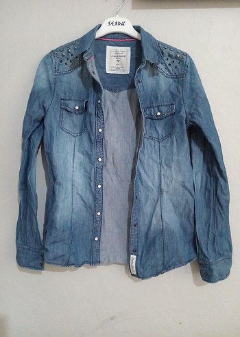 Düğmeli Denim Kadın Gömlek