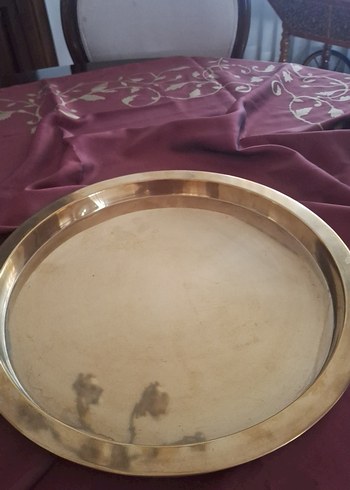 Parlak Altın Renk Yuvarlak Tepsi - Görsel 2