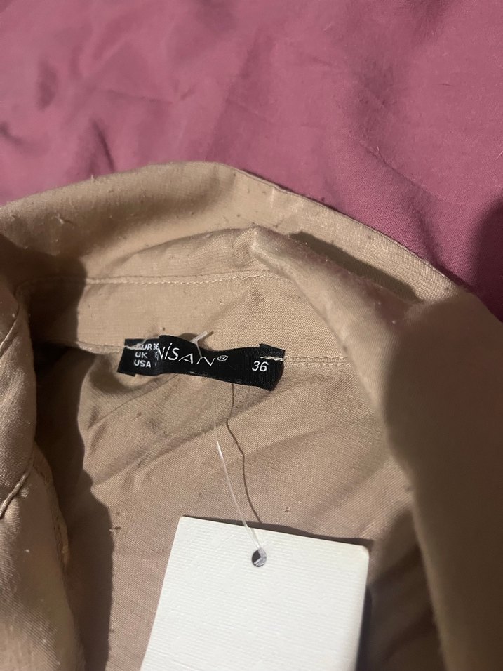 Bej Uzun Kollu Salaş Kadın Elbise - Görsel 3