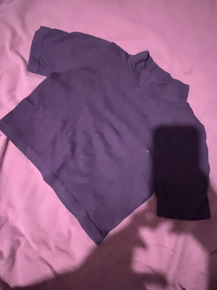 Kızlar için Mor Kısa Kollu Boğazlı Tişört - Görsel 2