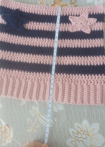 Pembe Lacivert Çizgili Örgü Kadın Kedi Kulaklı Bere - Görsel 6