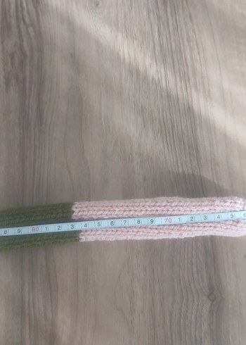 Pembe ve Haki Örgü Kadın  Skinny Atkı - Görsel 5