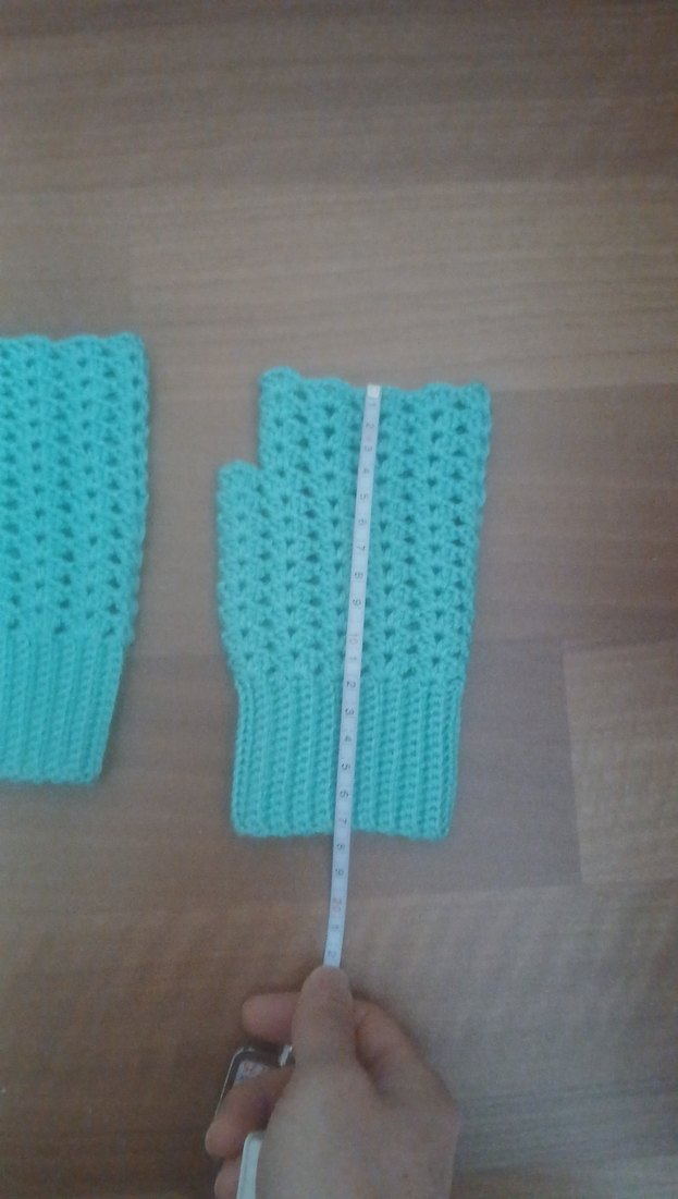 Turkuaz Örgü Kadın Parmakaız Eldiven - Görsel 4